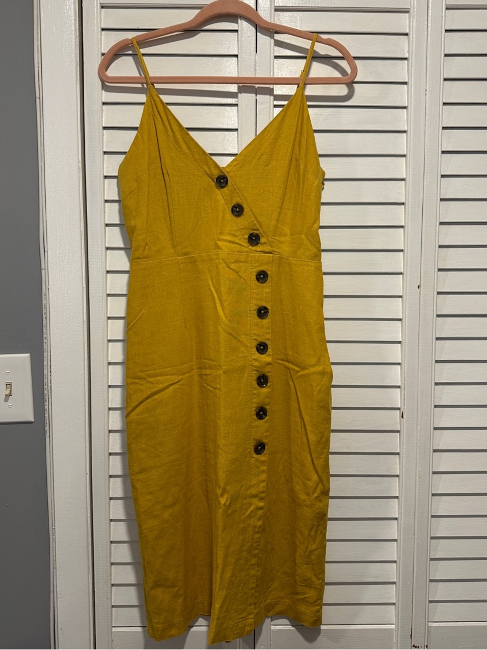 Forever 21 Mustard Yellow Button-Front Midi Dress